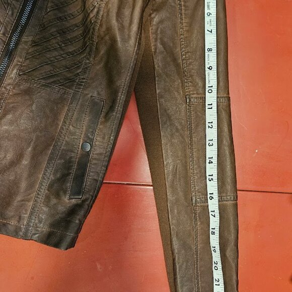Maurices Faux Leather Moto Short Jacket Brown Size Small Zip Up Biker NWT - Picture 16 of 16